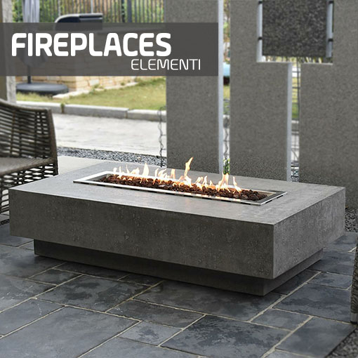 Feuerstelle von Elementi für Garten und Terrasse, mit Gasbetrieb und dekorativem Naturstein-Look