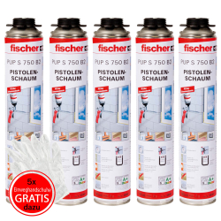 5x fischer Pistolenschaum 1K PUP S 750 B2 750 ml  + 5...