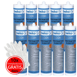 beko allcon 10 konstruktionsklebstoff d4 kartuschen 310 ml set mit 10 weißen einweghandschuhen