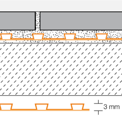 orange entkopplungsmatte 3 mm noppenstruktur zwischen kleberbett und estrich unter fliesen