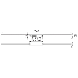 led aluminiumprofil einbau 1500 x 8,5 x 14 mm mit mittiger anschlusseinheit