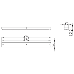 u-profil metall 278 mm länge 28 mm höhe 25 mm breite 10,5 mm tiefe drei bohrungen