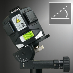 x3 kreuzlinienlaser schwarz grün auf schwenkhalterung mit winkelskala und feineinstellung