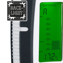 digitaler feuchtigkeitsmesser mit backlight symbol und grün hintergrundbeleuchtung anzeige material a feuchte 17 2 prozent