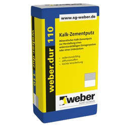 weber.dur 110 Kalk-Zementputz 1mm, naturgrau 30kg