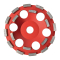 rot lackierter diamant-schleiftopf mit 16 diamantsegmenten und 8 lochbohrungen