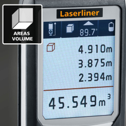 laserliner laser-entfernungsmesser display volumenberechnung 4,910m 3,875m 2,394m ergebnis 45,549m³