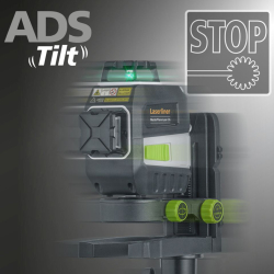 laserliner masterplane-laser 3g kreuzlinienlaser schwarz grau mit grünen akzenten und montagehalterung