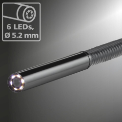 endoskopkamera kopf 5,2 mm mit 6 leds flexibles metallkabel