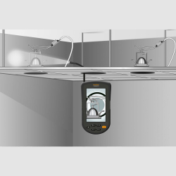 laserliner inspektionskamera mit display und flexibler sonde zur deckenhohlraum-inspektion