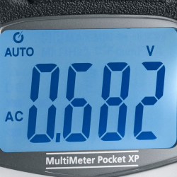 multimeter pocket xp anzeige blau auto ac modus 0,682 v