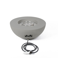 runde graue gasfeuerschale aus beton mit edelstahlbrenner...