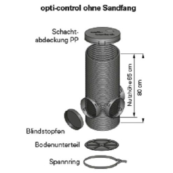 opti-control Schacht ohne Sandfang Drainageschacht mit 3 Anschlussstutzen DN 200