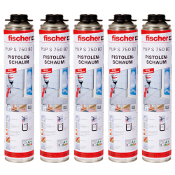 5 x fischer Pistolenschaum 1K PUP S 750 B2 750ml