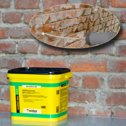 webertec 946 injektionscreme 10 l eimer vor ziegelwand...